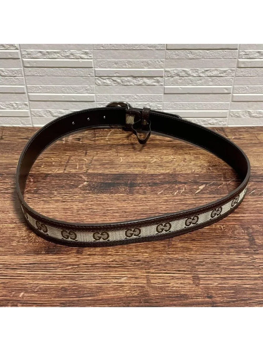 Gucci GG Interlocking Buckle Belt Canvas Leather
